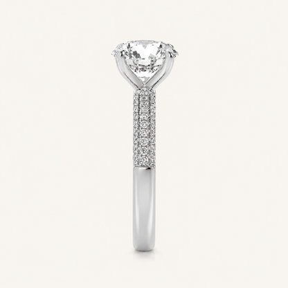 2.50 CT Round Cut Lab Grown Diamond Three Row Micro Pave Side Stone Ring