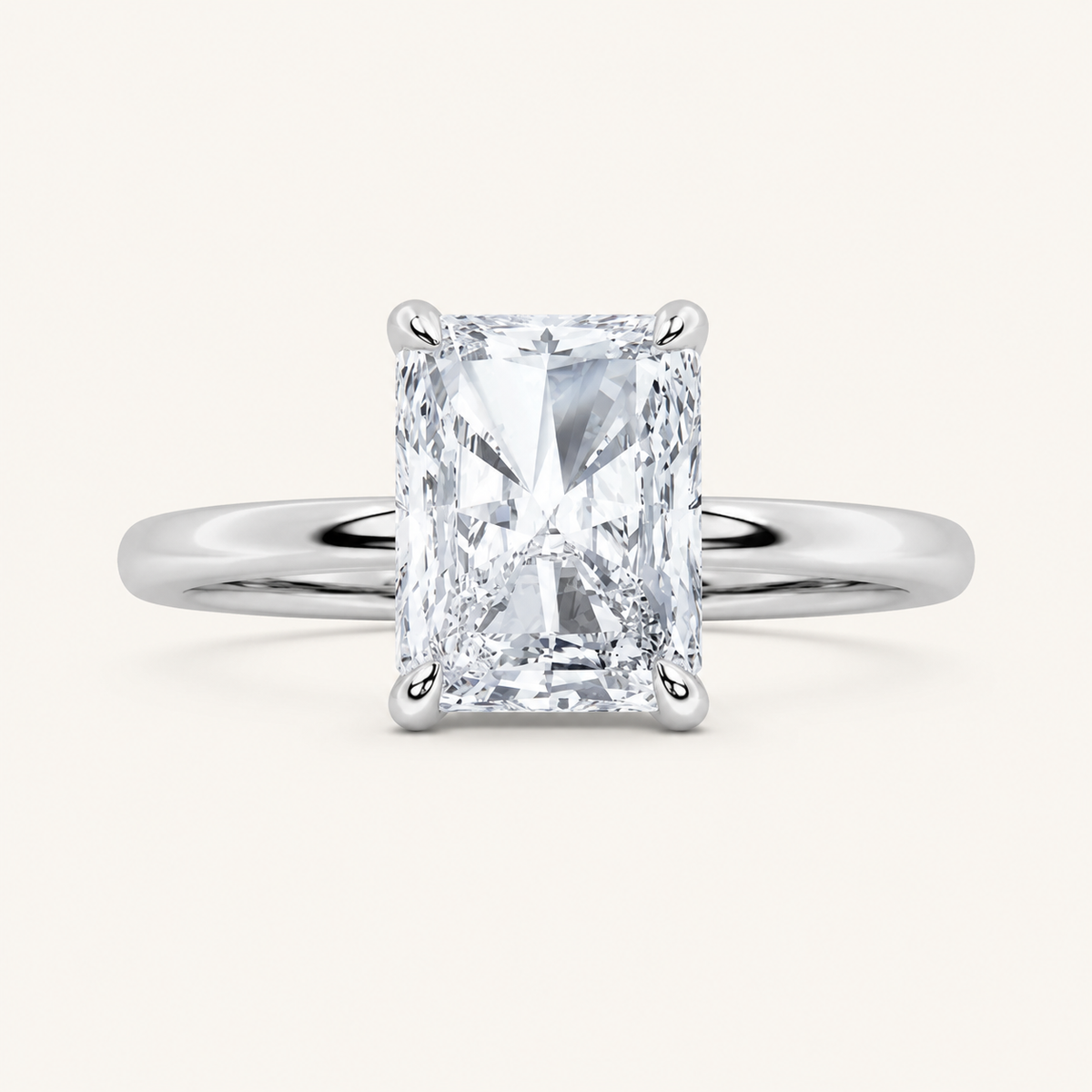 2.00 CT Radiant Cut Lab Grown Diamond Classic Solitaire Ring