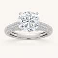 2.5CT Round Cut Lab Grown Diamond Hidden Halo Side Stone Solitaire Ring