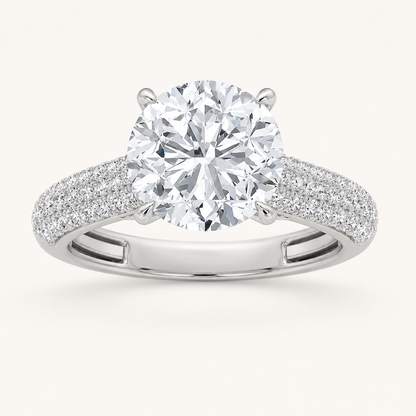 2.5CT Round Cut Lab Grown Diamond Hidden Halo Side Stone Solitaire Ring