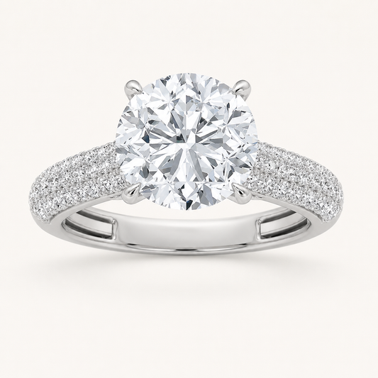 2.5CT Round Cut Lab Grown Diamond Hidden Halo Side Stone Ring