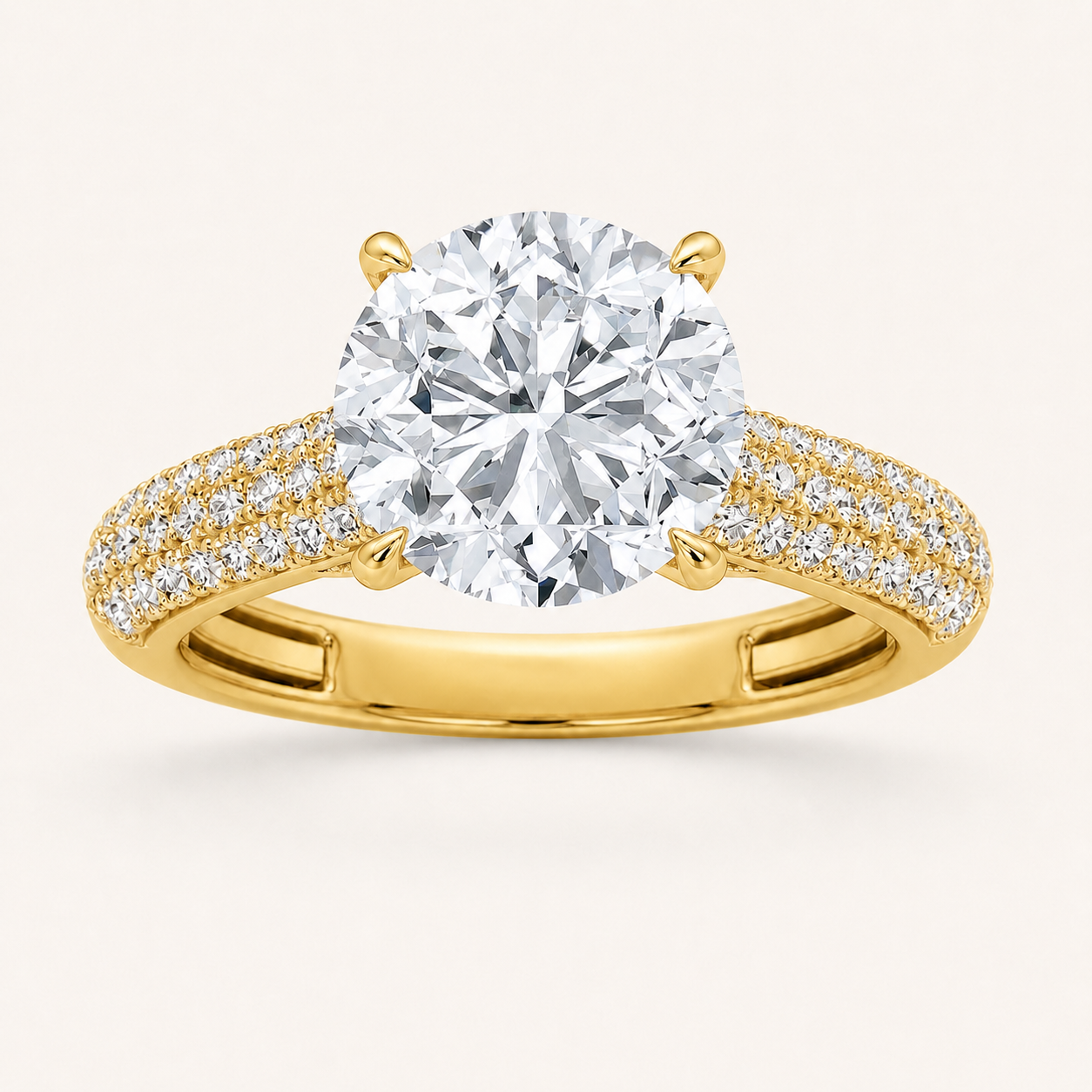 2.5CT Round Cut Lab Grown Diamond Hidden Halo Side Stone Solitaire Ring