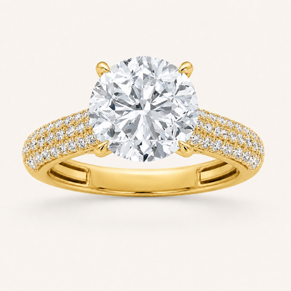 2.5CT Round Cut Lab Grown Diamond Hidden Halo Side Stone Solitaire Ring