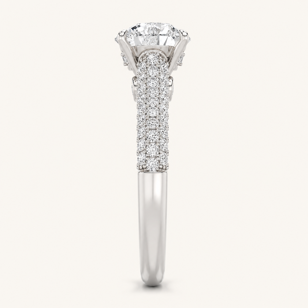 2.5CT Round Cut Lab Grown Diamond Hidden Halo Side Stone Solitaire Ring