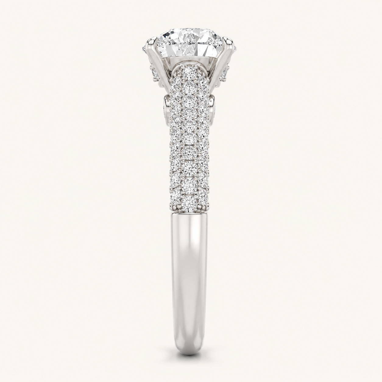 2.5CT Round Cut Lab Grown Diamond Hidden Halo Side Stone Solitaire Ring