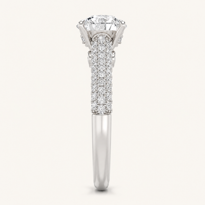 2.5CT Round Cut Lab Grown Diamond Hidden Halo Side Stone Solitaire Ring