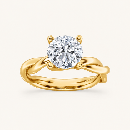 2.50 CT Round Cut Lab Grown Diamond Twisted Shank Solitaire Ring