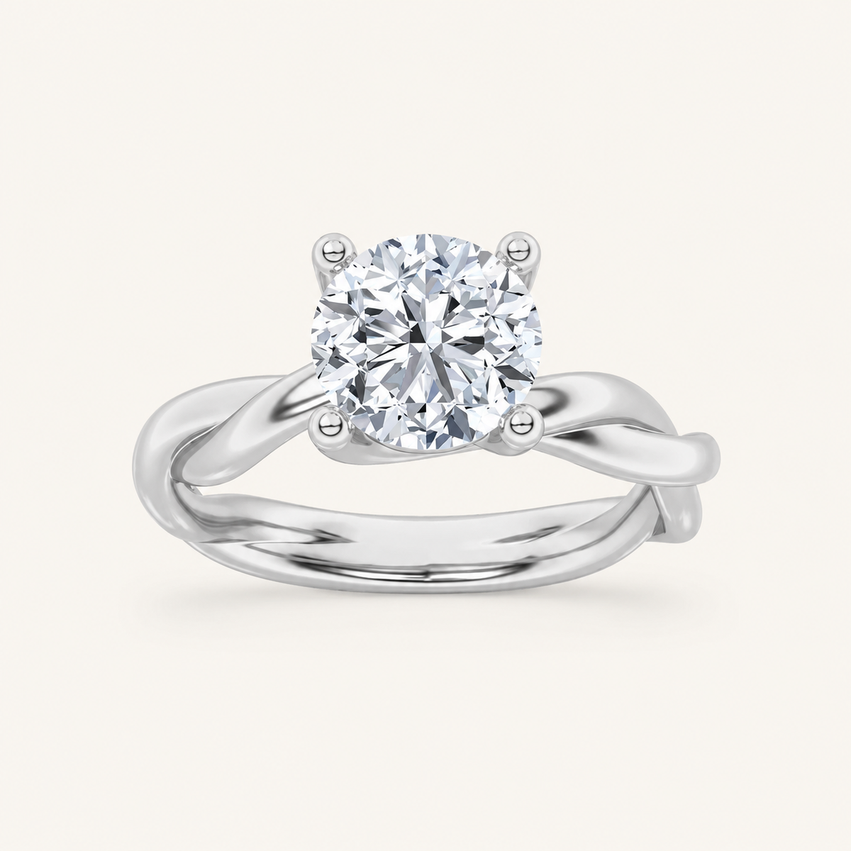 2.50 CT Round Cut Lab Grown Diamond Twisted Shank Solitaire Ring