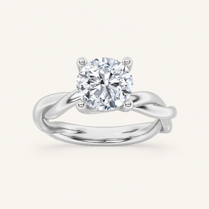 2.50 CT Round Cut Lab Grown Diamond Twisted Shank Solitaire Ring
