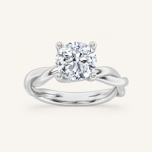 3.00 CT Round Cut Lab Grown Diamond Twisted Shank Solitaire Ring
