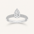 1.50 CT Pear Cut Lab Grown Diamond Three Row Micro Pave Side Stone Ring
