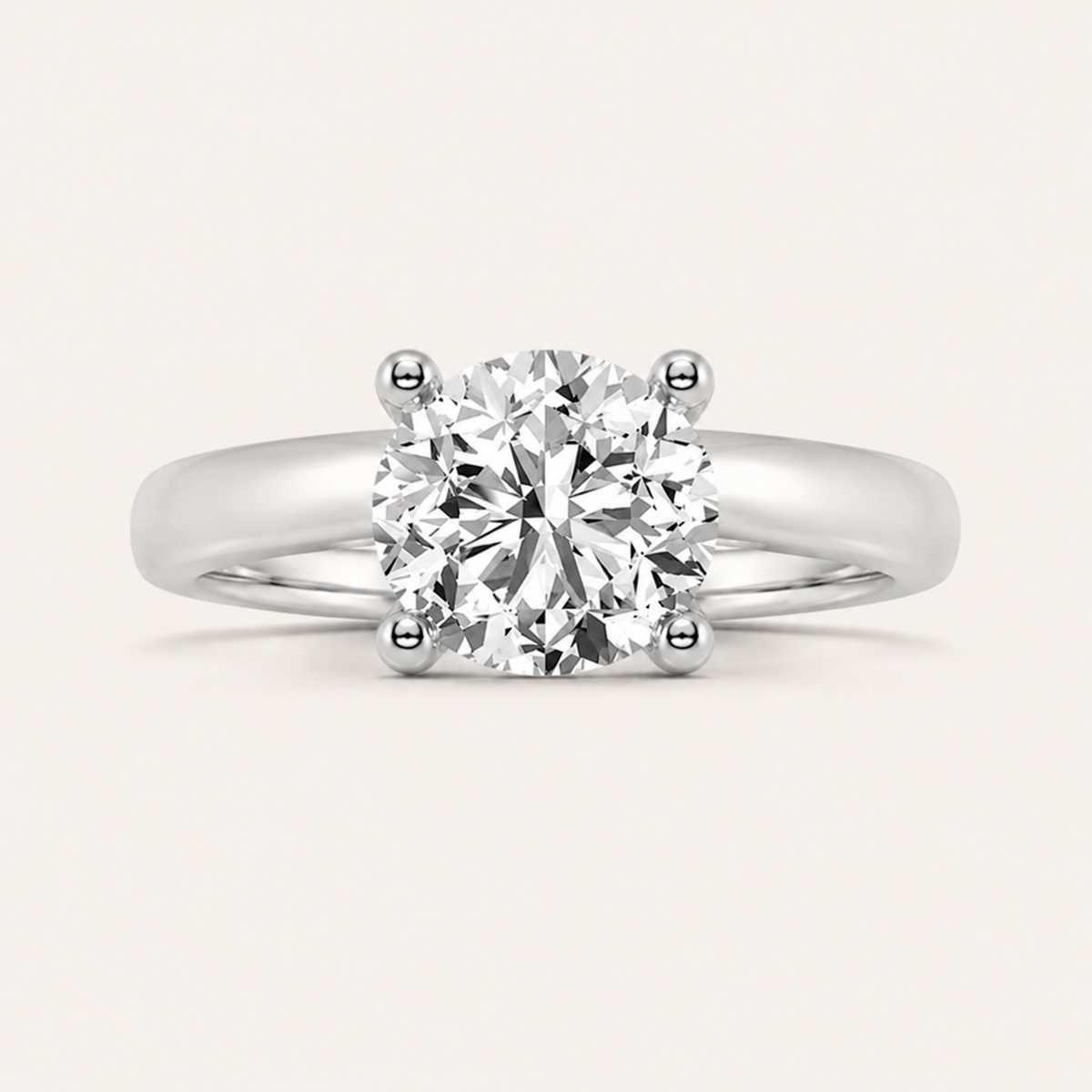 1CT Round Cut Lab Grown Diamond Accented Engagement Ring