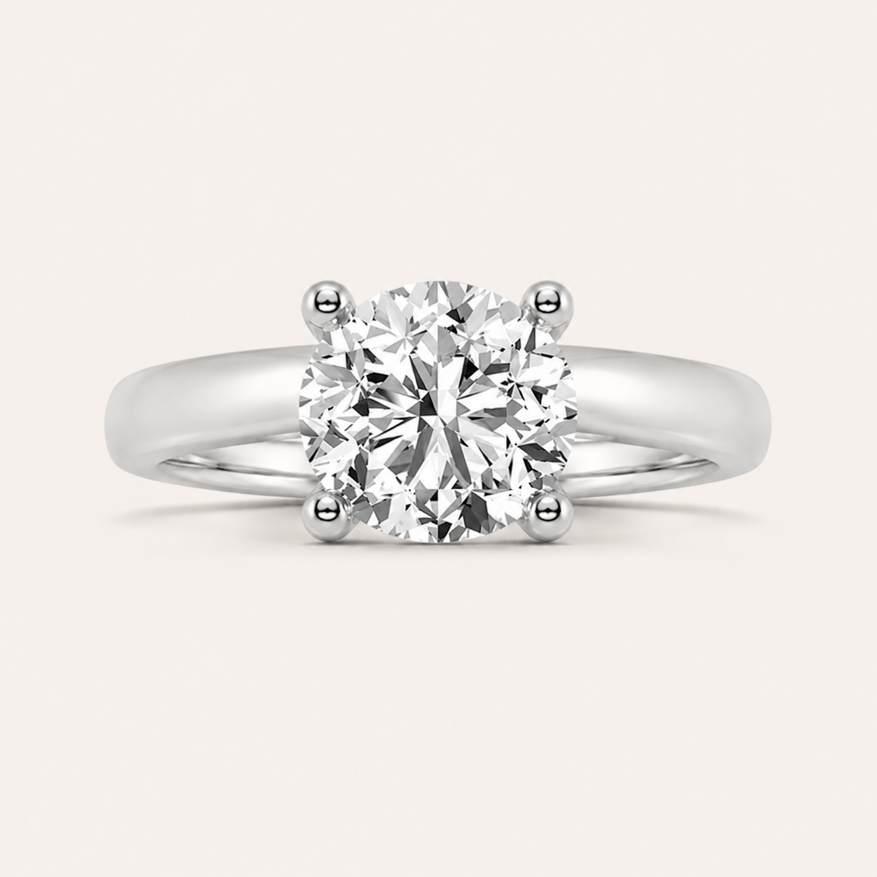 1CT Round Cut Lab Grown Diamond Accented Engagement Ring