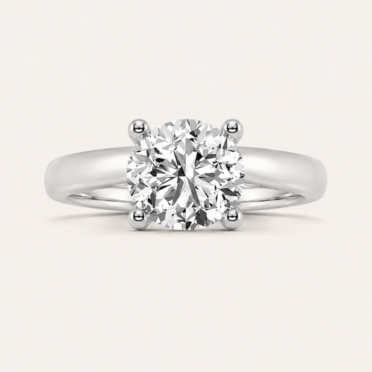 1CT Round Cut Lab Grown Diamond Accented Engagement Ring