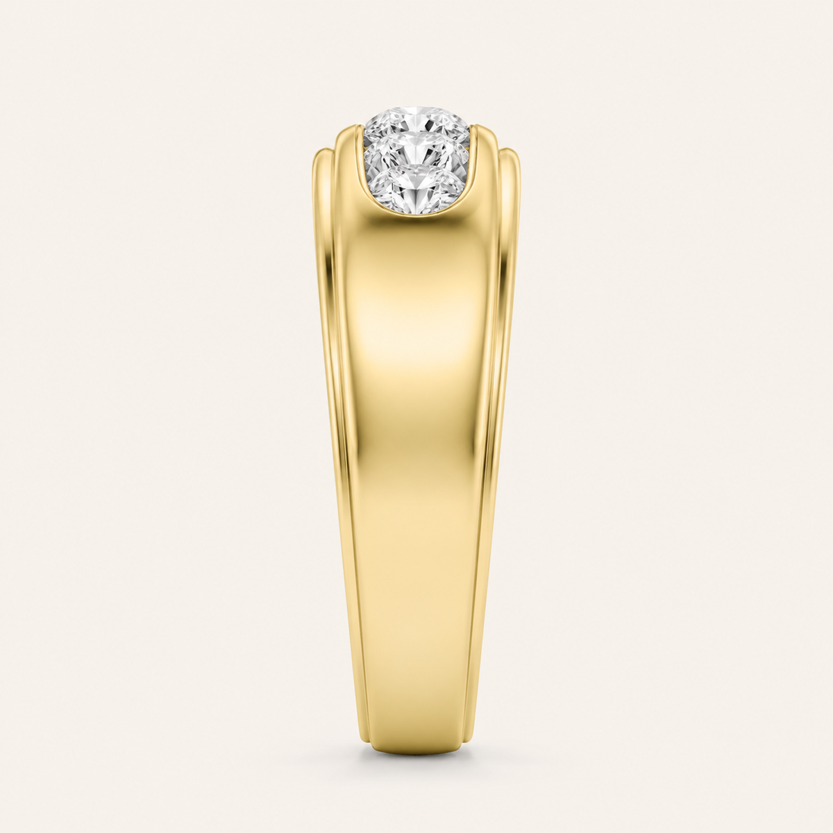 3CT Round Cut Lab Grown Diamond Men's Ring