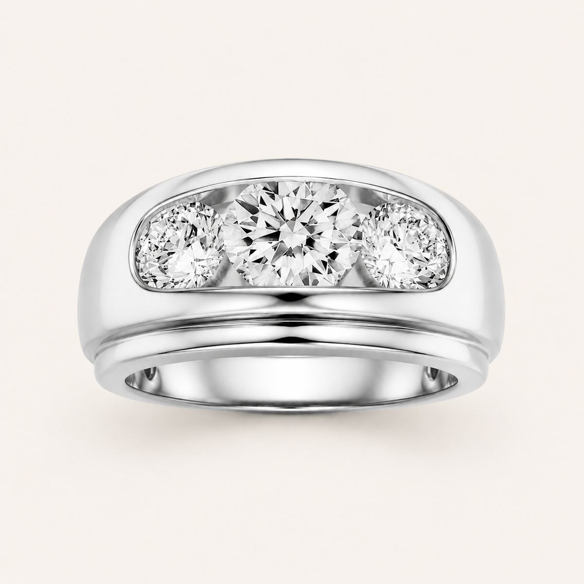 3CT Round Cut Lab Grown Diamond Men's Ring