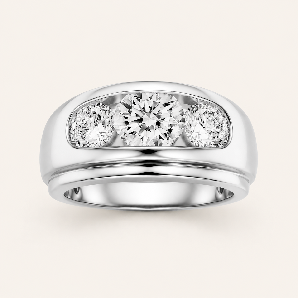 3CT Round Cut Lab Grown Diamond Men's Ring
