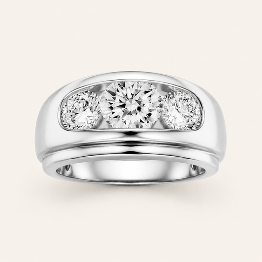 3CT Round Cut Lab Grown Diamond Men's Ring