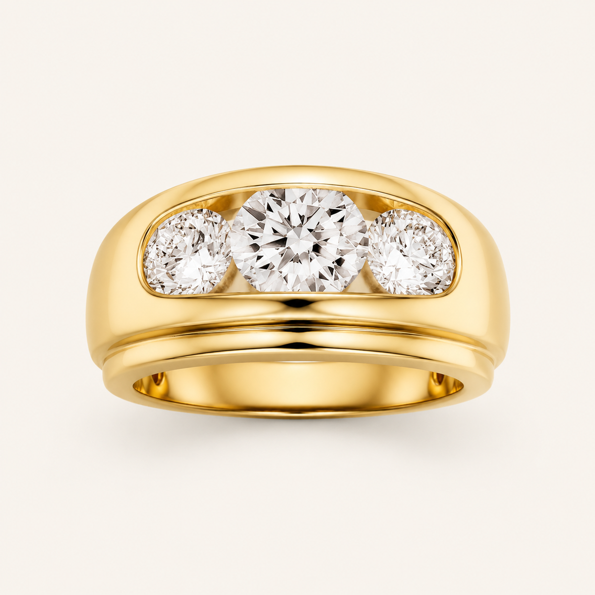 3CT Round Cut Lab Grown Diamond Men's Ring