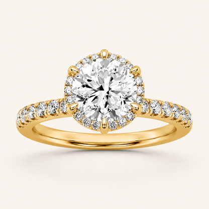2.00 CT Round Cut Lab Grown Diamond Halo Accented Engagement Ring