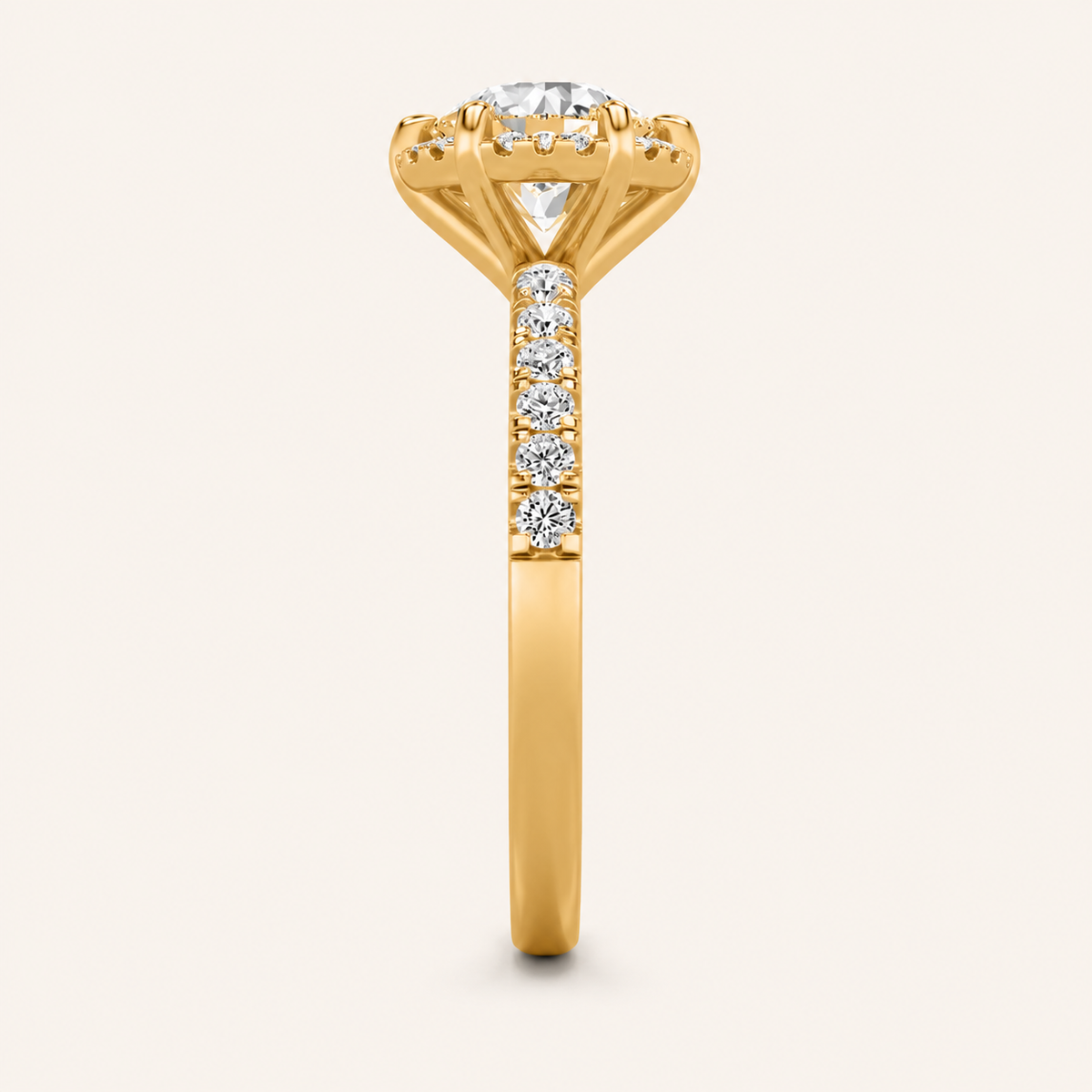 2.00 CT Round Cut Lab Grown Diamond Halo Accented Engagement Ring
