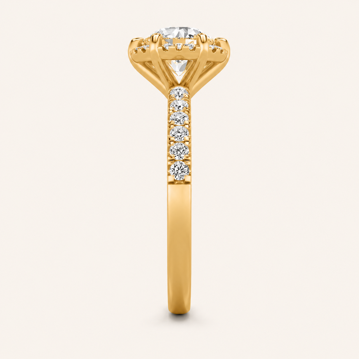 2.00 CT Round Cut Lab Grown Diamond Halo Accented Engagement Ring