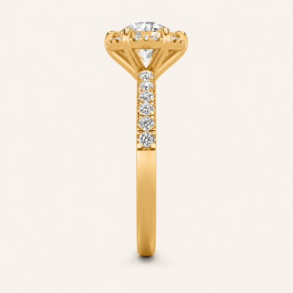 2.00 CT Round Cut Lab Grown Diamond Halo Accented Engagement Ring