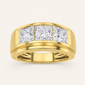 3.00 CT Princess Cut Lab Grown Diamond Mens Ring