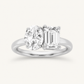 3.00 CT Round Cut And Emerald Cut Lab Grown Diamond Toi et Moi Ring