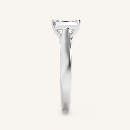 1.25 CT Emerald Cut Lab Grown Diamond Accented Bridge Shank Solitaire Ring