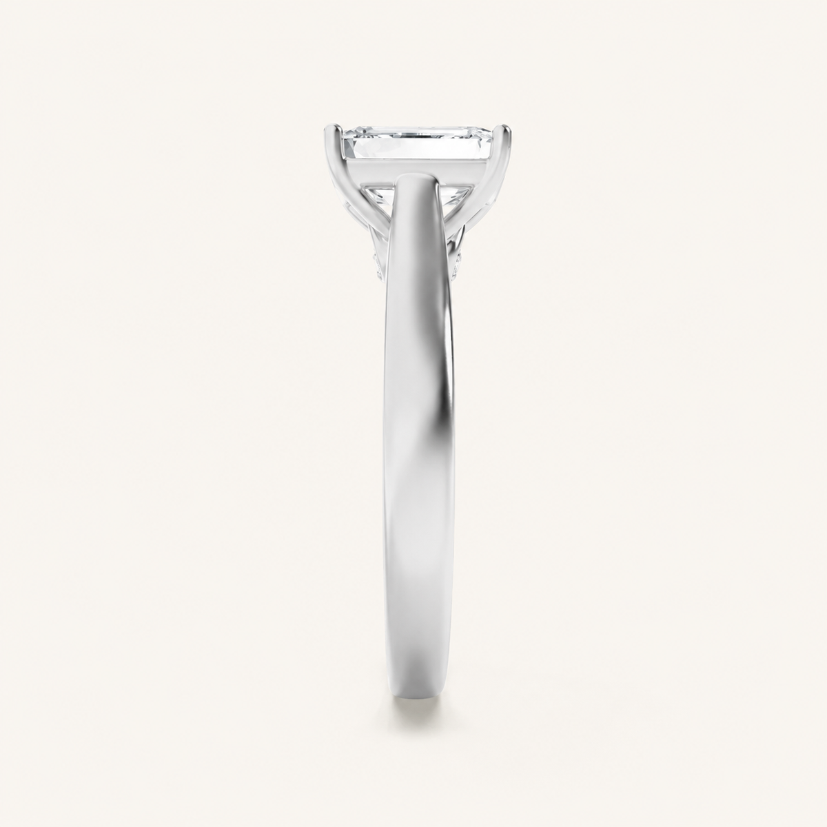 2.00CT Emerald Cut Lab Grown Diamond Accented Bridge Shank Solitaire Ring