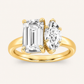 3.00CT Emerald Cut And Marquise Cut Lab Grown Diamond Toi et Moi Ring