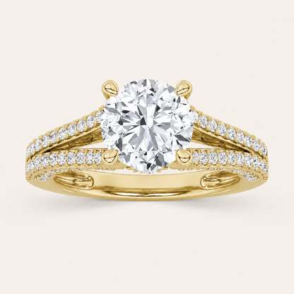 2CT Round Cut Lab Grown Diamond Split Shank Accented Engagement Ring