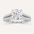 2CT Round Cut Lab Grown Diamond Split Shank Accented Engagement Ring