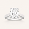 2.50 CT Elongated Cushion Cut Lab Grown Diamond Accented Bridge Shank Solitaire Ring