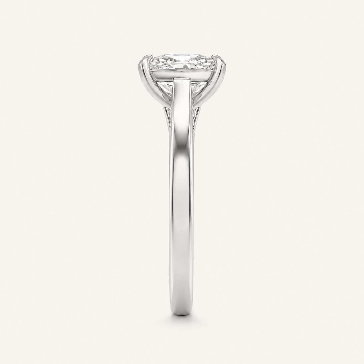 2.50 CT Elongated Cushion Cut Lab Grown Diamond Accented Bridge Shank Solitaire Ring