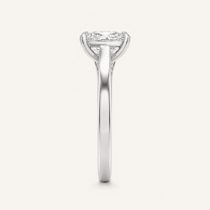 2.50 CT Elongated Cushion Cut Lab Grown Diamond Accented Bridge Shank Solitaire Ring