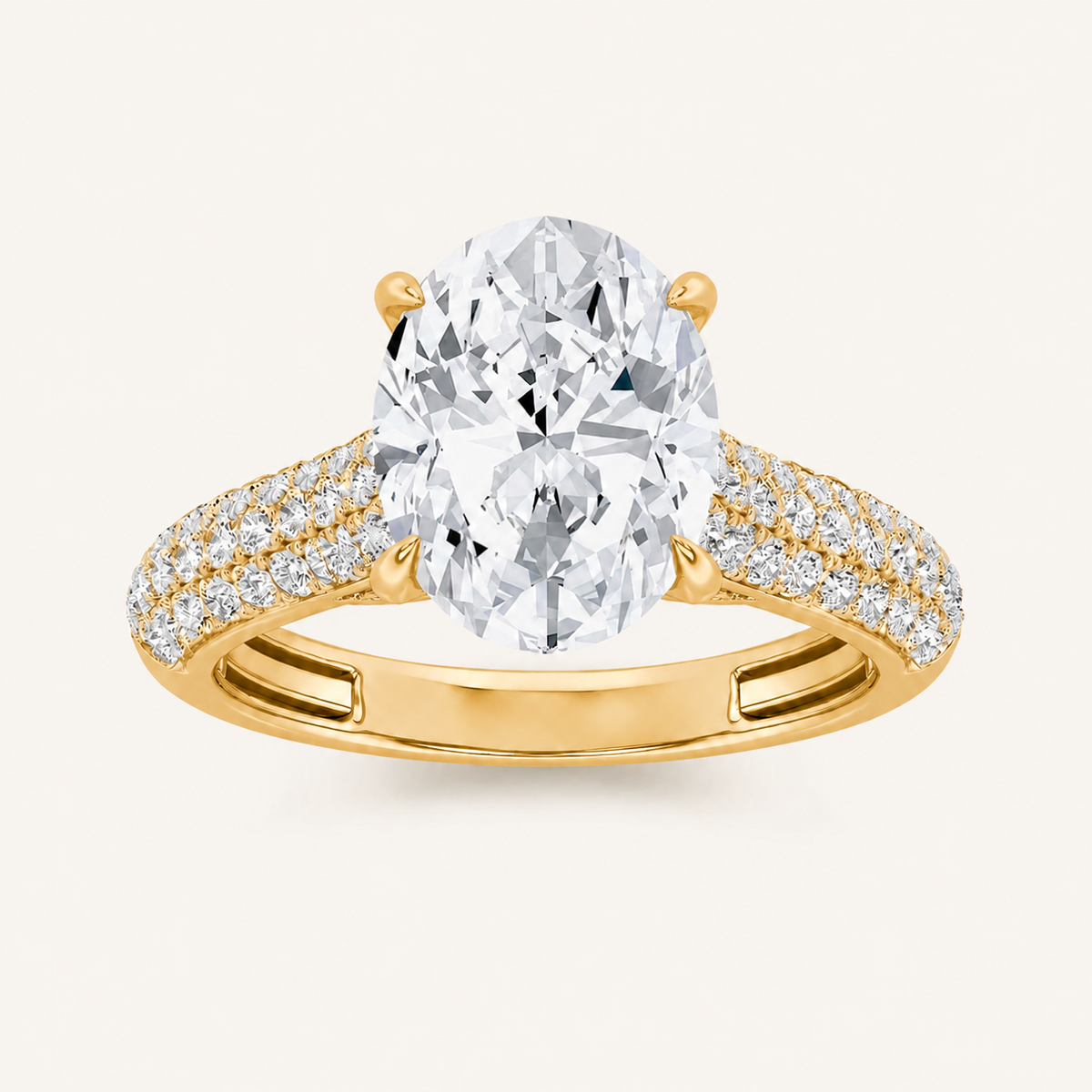 2.5CT Oval Cut Lab Grown Diamond Hidden Halo Accented Engagement Ring