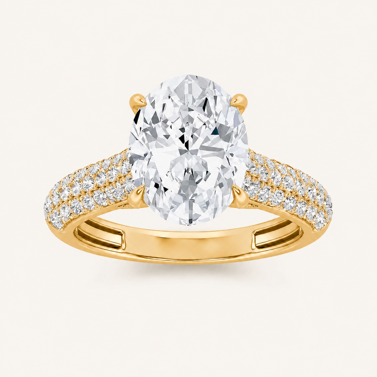 2.5CT Oval Cut Lab Grown Diamond Hidden Halo Accented Engagement Ring