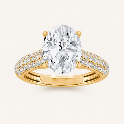2.5CT Oval Cut Lab Grown Diamond Hidden Halo Accented Engagement Ring