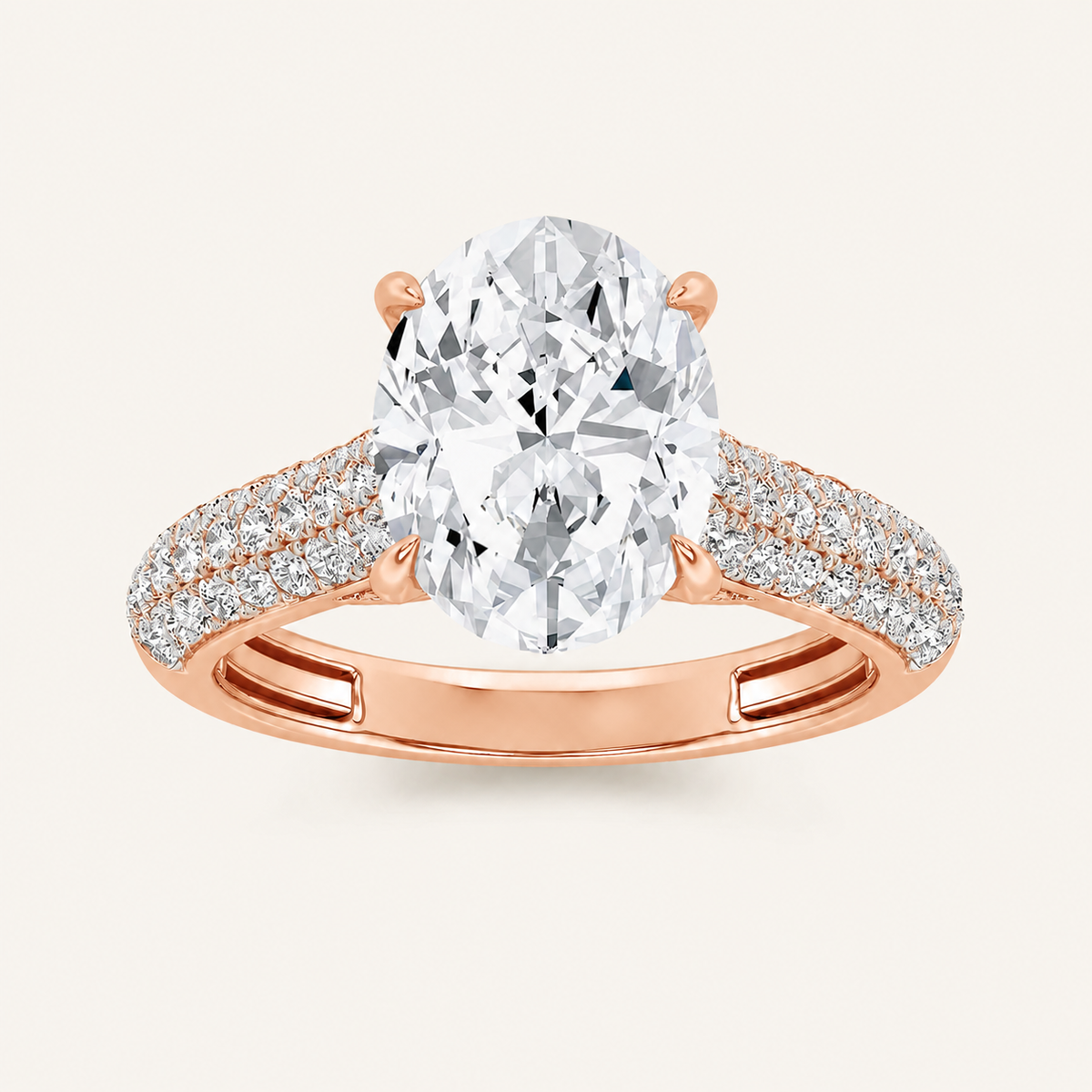 2.5CT Oval Cut Lab Grown Diamond Hidden Halo Accented Engagement Ring