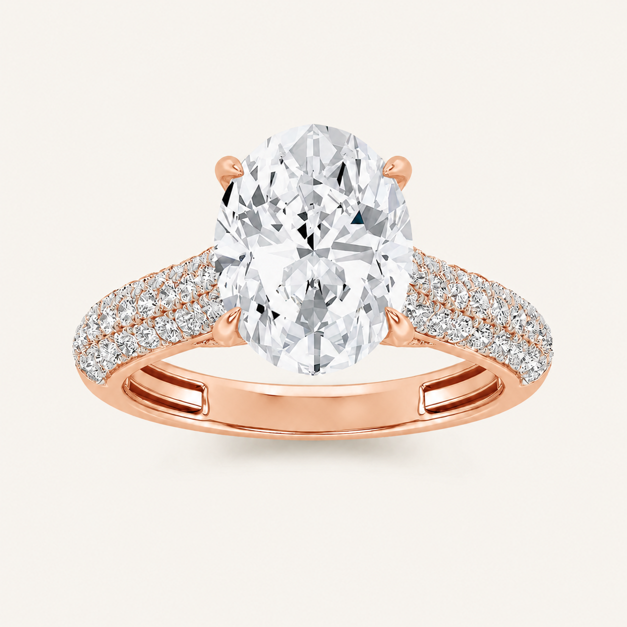 2.5CT Oval Cut Lab Grown Diamond Hidden Halo Accented Engagement Ring