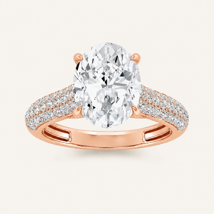 2.5CT Oval Cut Lab Grown Diamond Hidden Halo Accented Engagement Ring