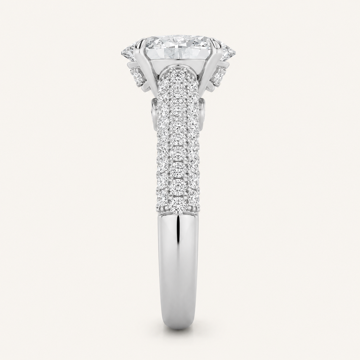 2.5CT Oval Cut Lab Grown Diamond Hidden Halo Accented Engagement Ring