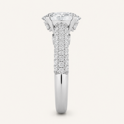 2.5CT Oval Cut Lab Grown Diamond Hidden Halo Accented Engagement Ring