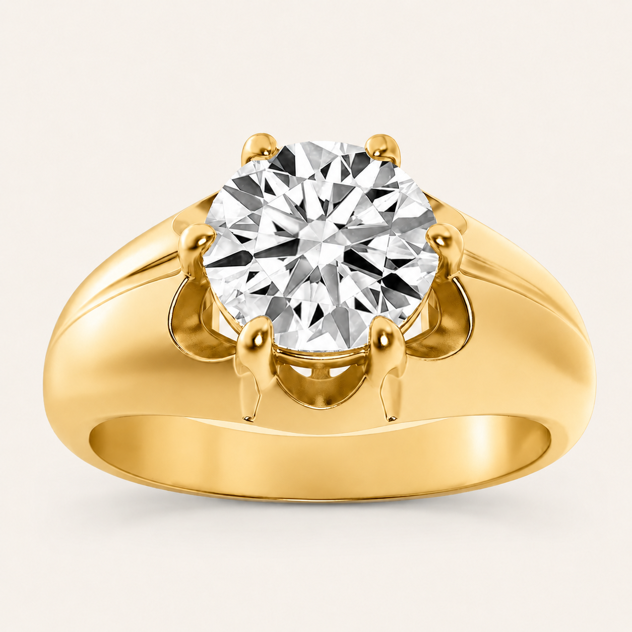 2CT Round Cut Lab Grown Diamond Men's Ring