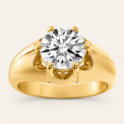 2CT Round Cut Lab Grown Diamond Men's Ring