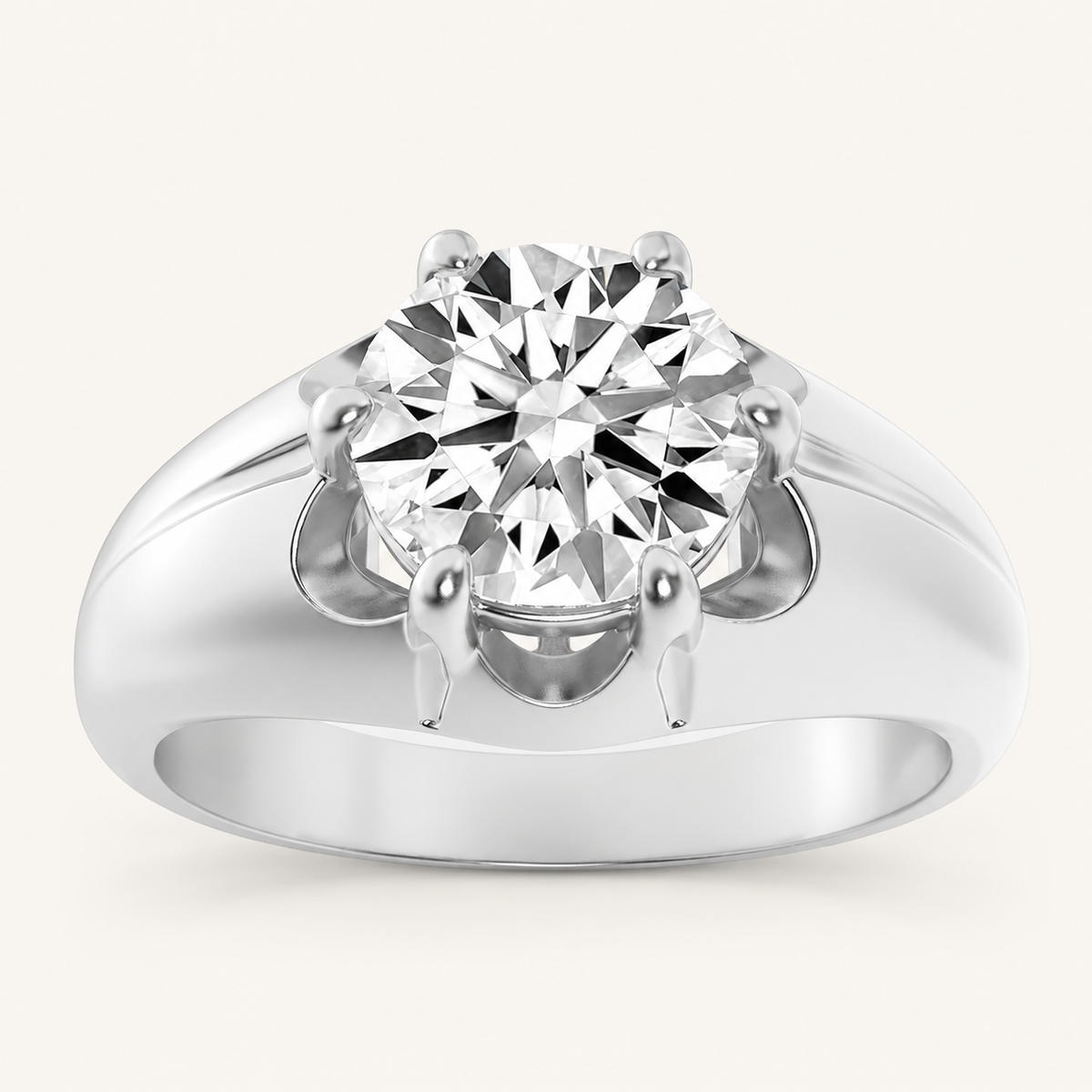 2CT Round Cut Lab Grown Diamond Men's Ring