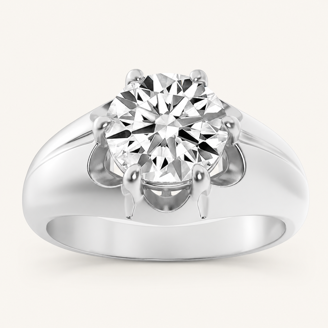 2CT Round Cut Lab Grown Diamond Men's Ring