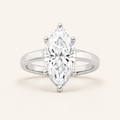 3.00 CT Marquise Cut Lab Grown Diamond Cathedral Shank Solitaire Ring